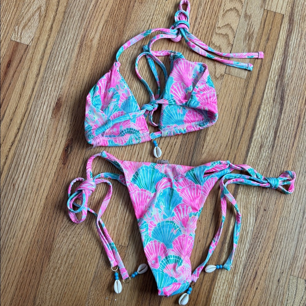 Colorful Shell Print Bikini Set Womens XS - Picture 4 of 7